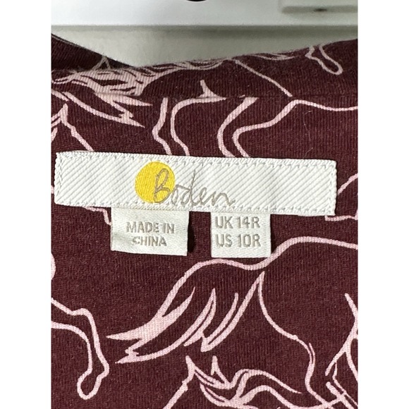 Boden Blouse Button Shirt Long Sleeve Horses Maroon Sz 10 Equestrian Top #DD3-5 - Picture 3 of 10